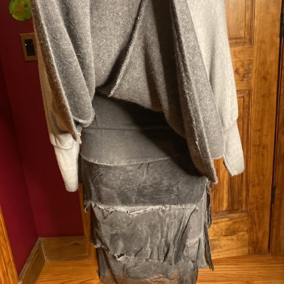Cashmere Angora Blend Scandal gray sweater dress silk frayed ombré color sz M/L - Picture 9 of 12